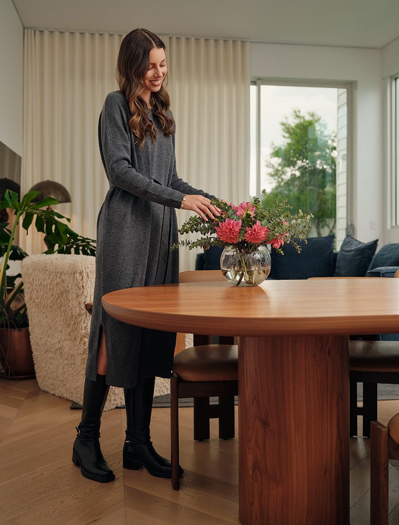 Vanessa Knit Dress Charcoal - Zjoosh