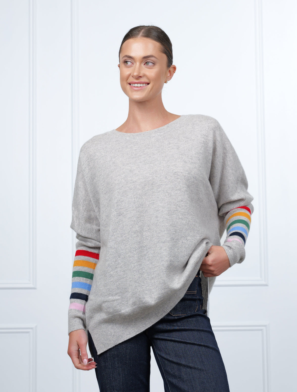 Vanessa Rainbow Knit Grey Free Size - Zjoosh