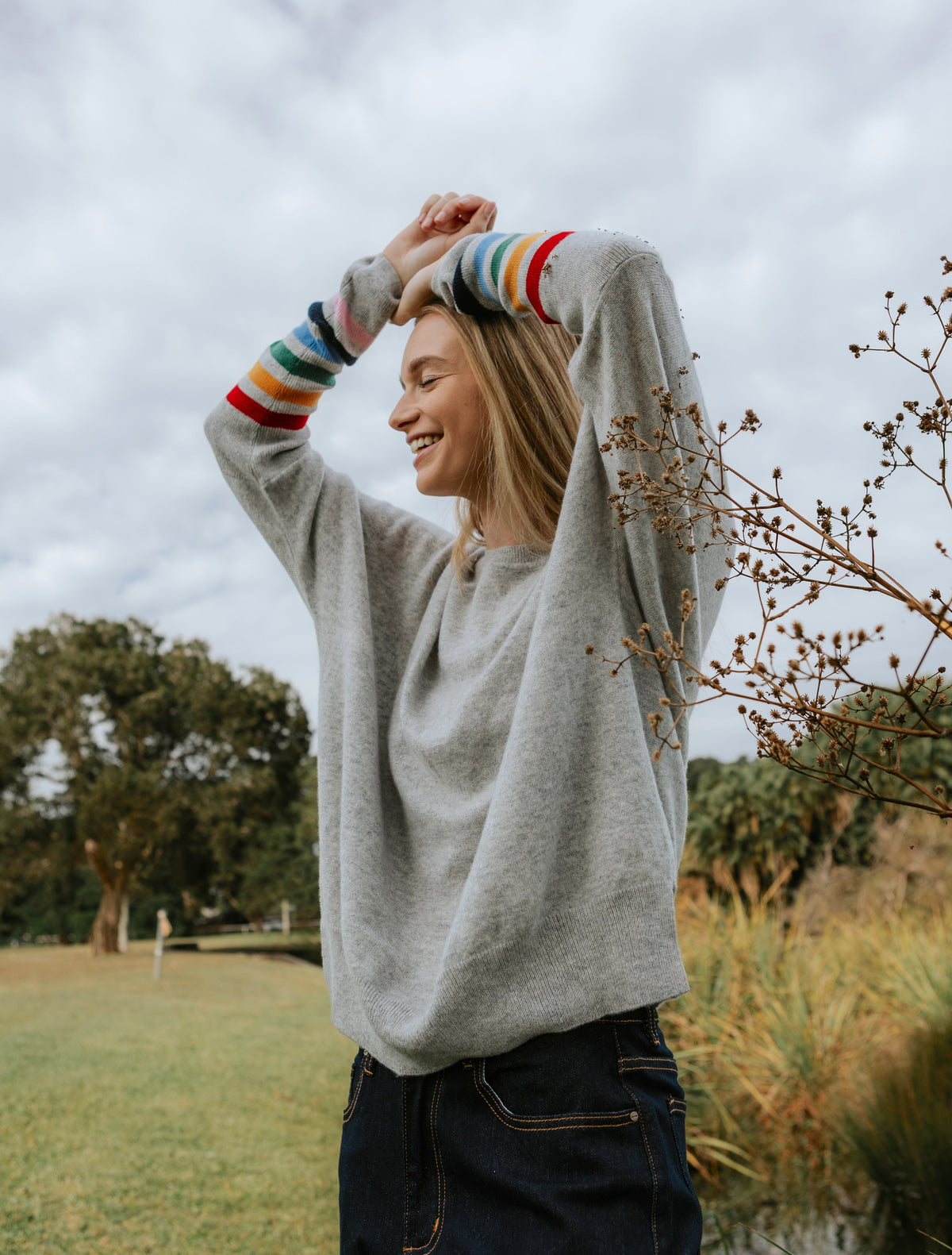 Vanessa Rainbow Knit Grey Free Size - Zjoosh