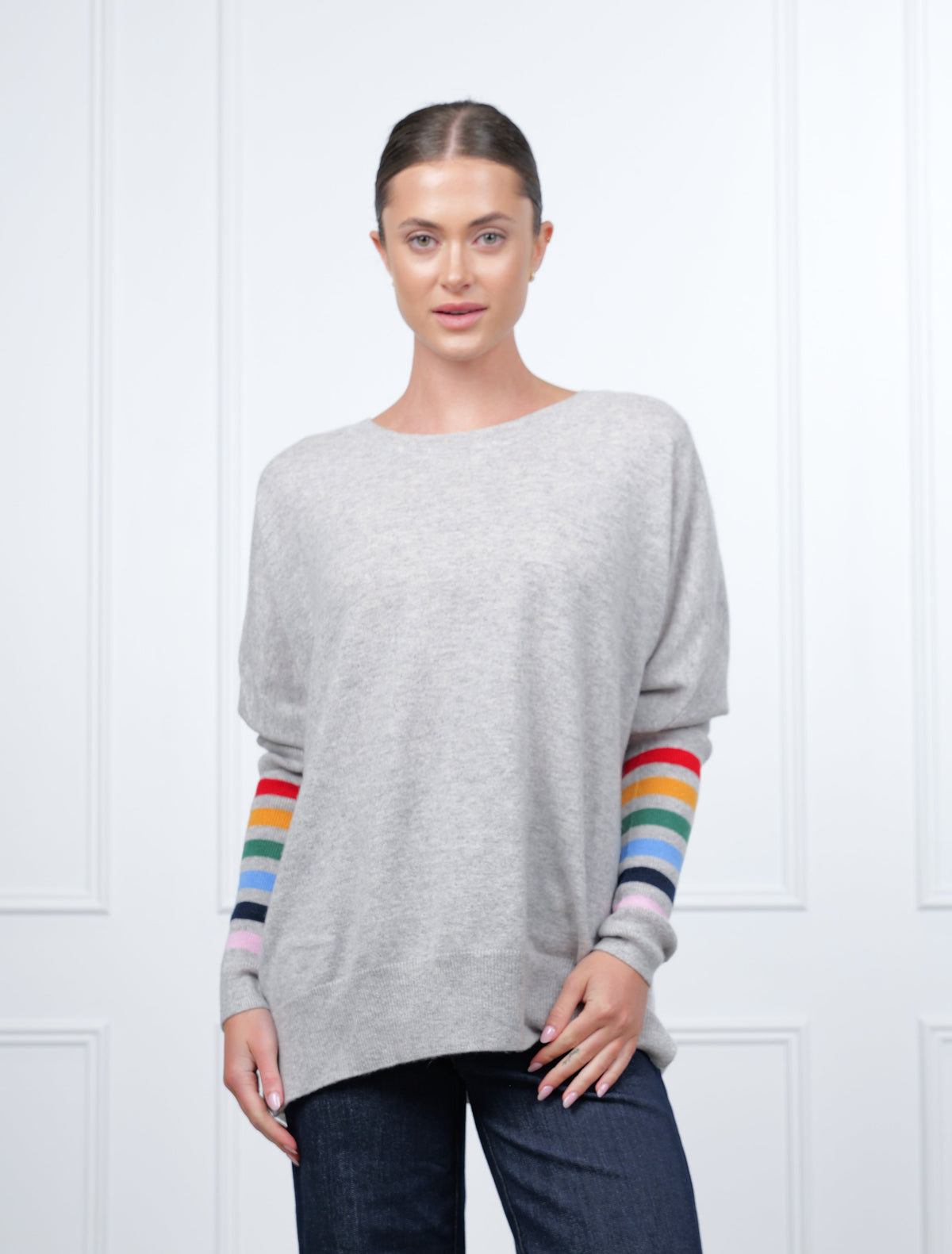 Vanessa Rainbow Knit Grey Free Size - Zjoosh
