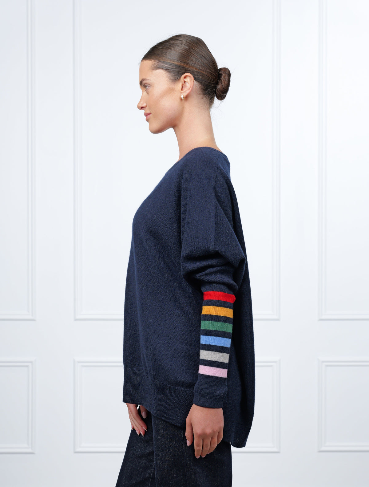 Vanessa Rainbow Knit Navy Free Size - Zjoosh