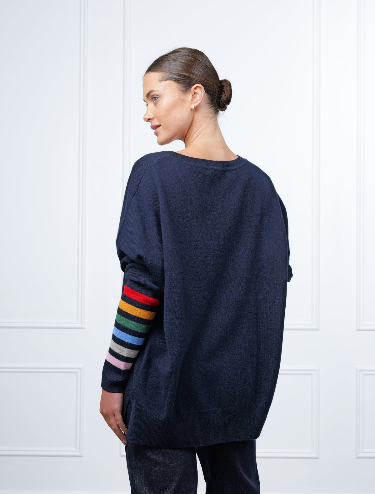 Vanessa Rainbow Knit Navy Free Size - Zjoosh