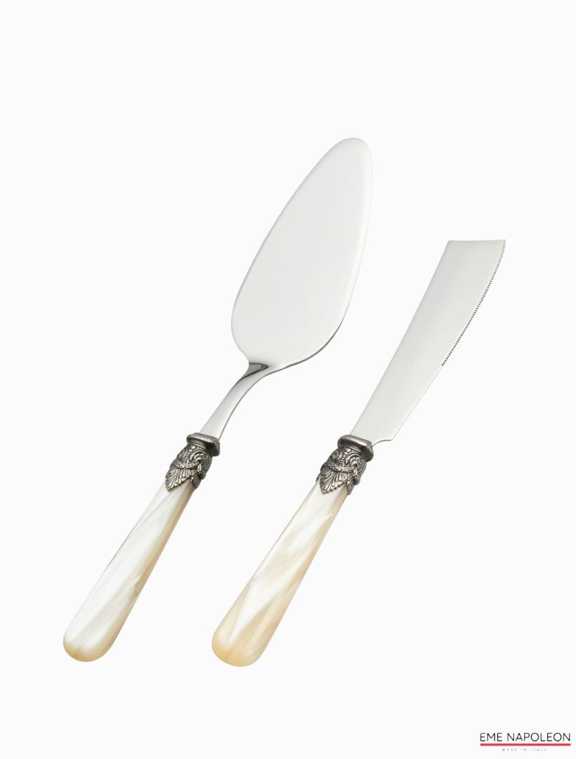 Verona 2 Piece Cake Server Ivory Pearl - Zjoosh