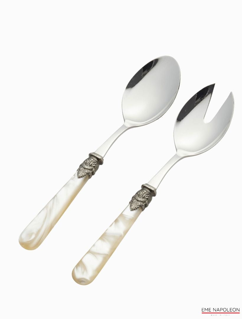 Verona 2 Piece Salad Server Ivory Pearl - Zjoosh