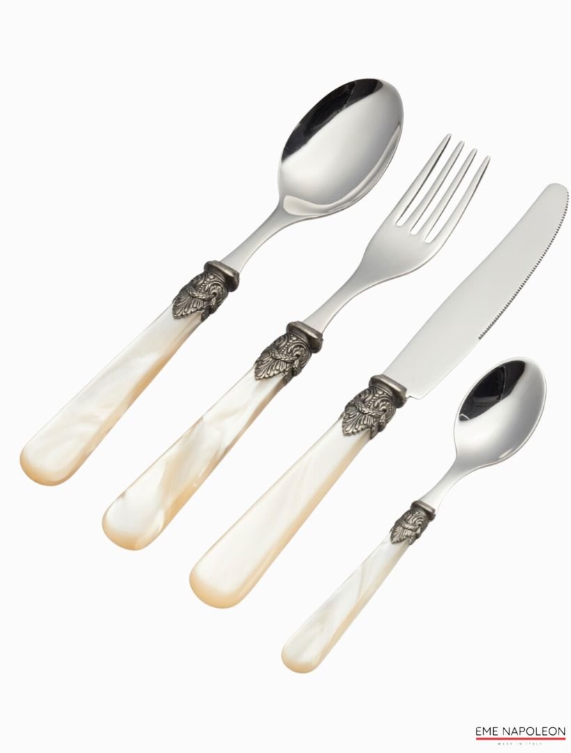 Verona 24 Piece Cutlery Set Ivory Pearl - Zjoosh