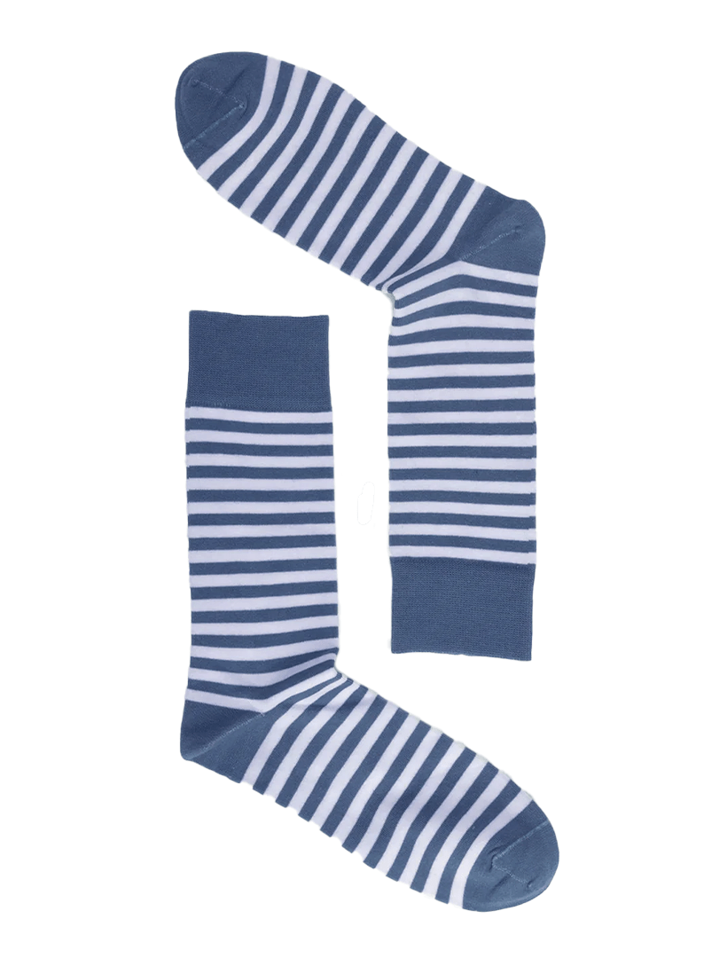 Washed Navy White Stripes Socks - Zjoosh