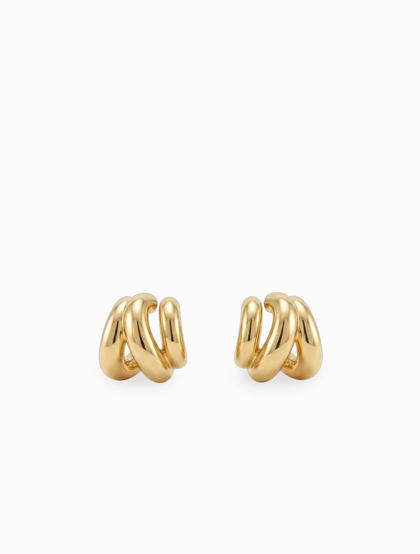 Wavy Huggie Hoops Gold - Zjoosh