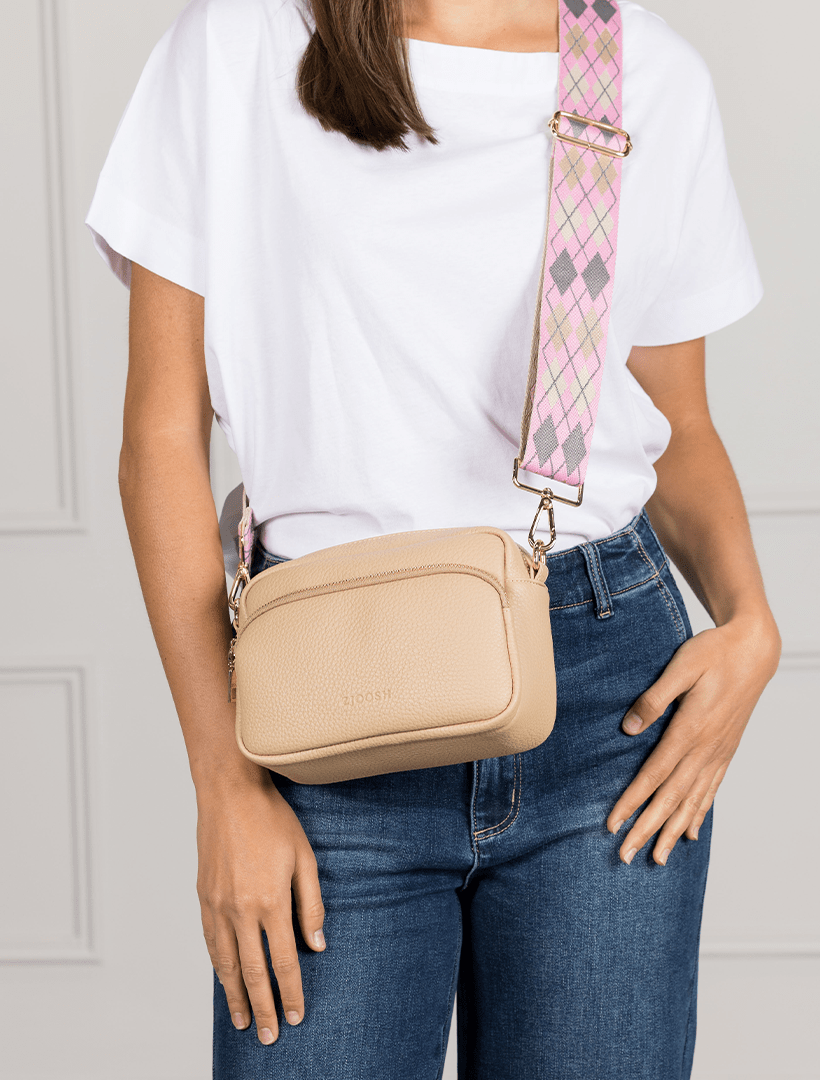 Webbing Bag Strap Argyle Pink - Zjoosh