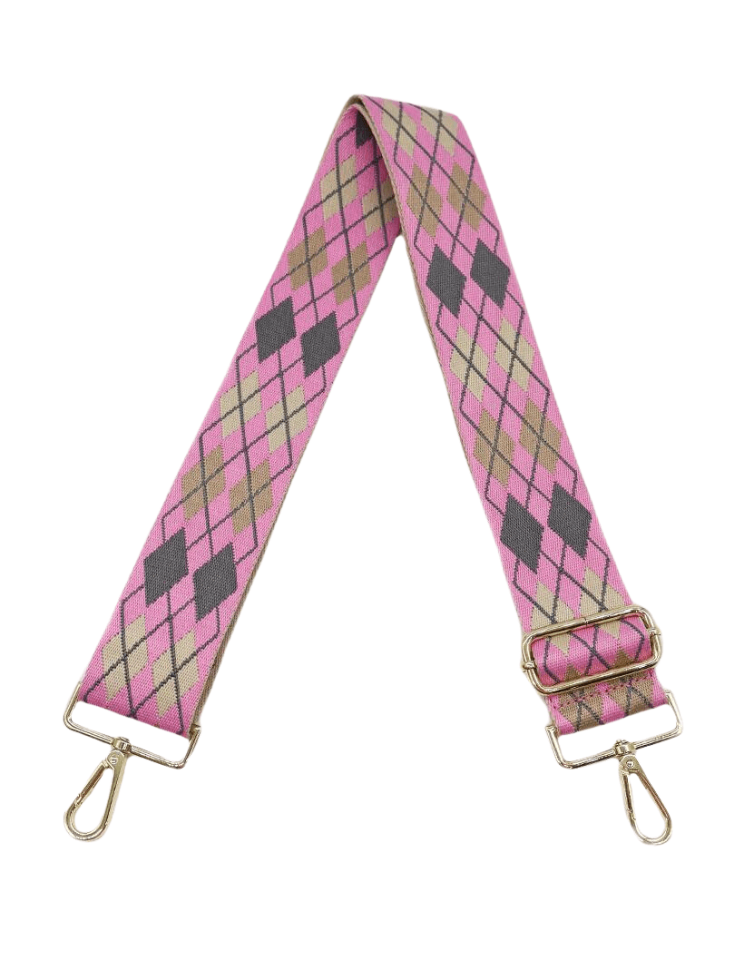 Webbing Bag Strap Argyle Pink - Zjoosh