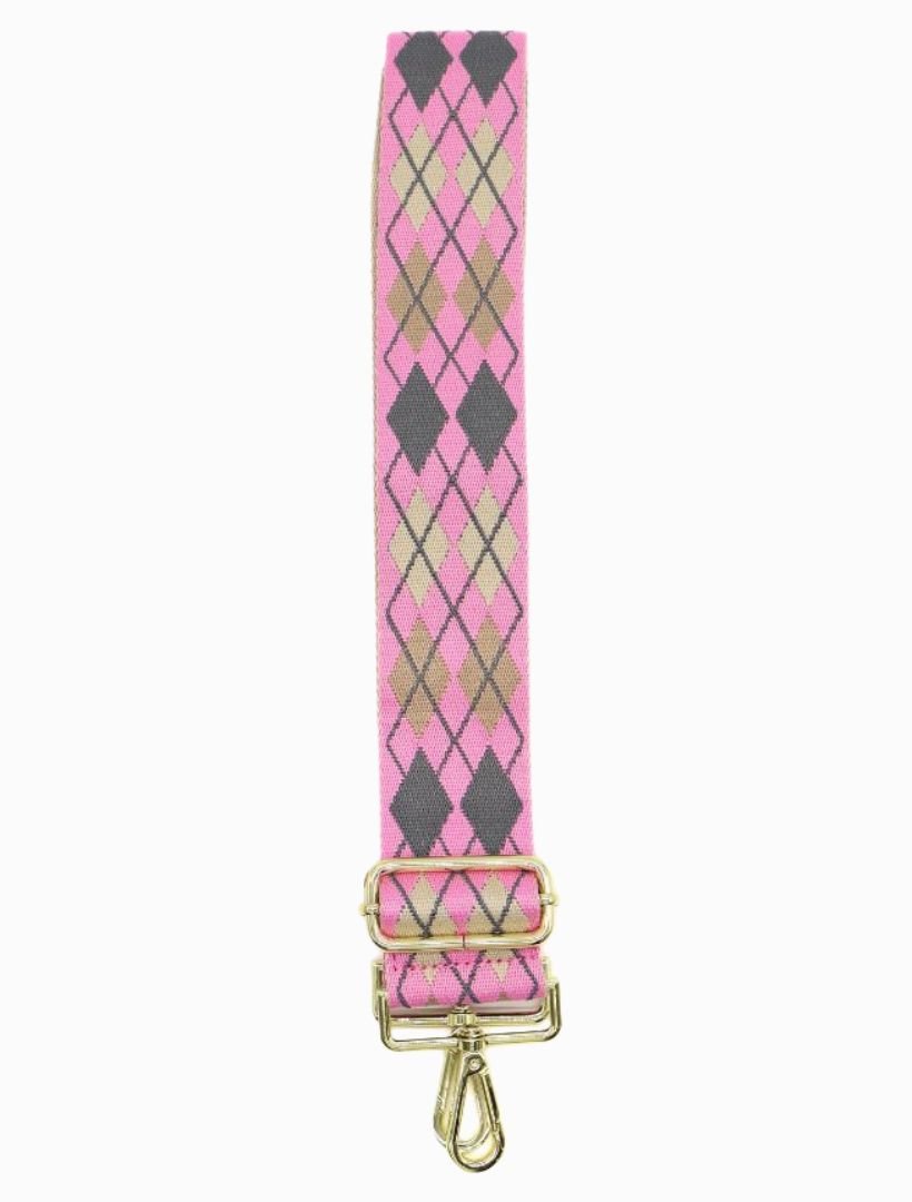 Webbing Bag Strap Argyle Pink - Zjoosh