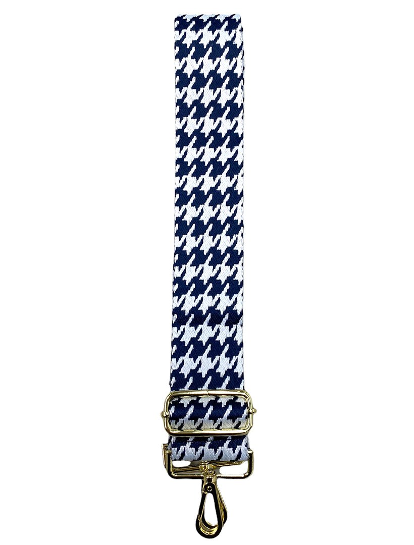 Webbing Bag Strap Houndstooth Navy White - Zjoosh