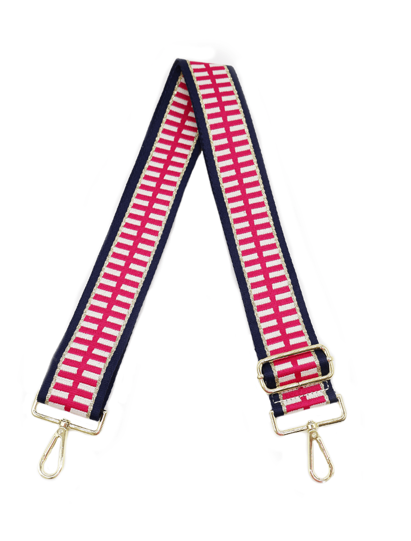 Webbing Bag Strap Pink Navy Gold - Zjoosh