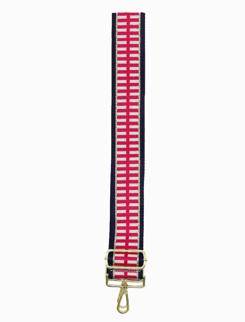 Webbing Bag Strap Pink Navy Gold