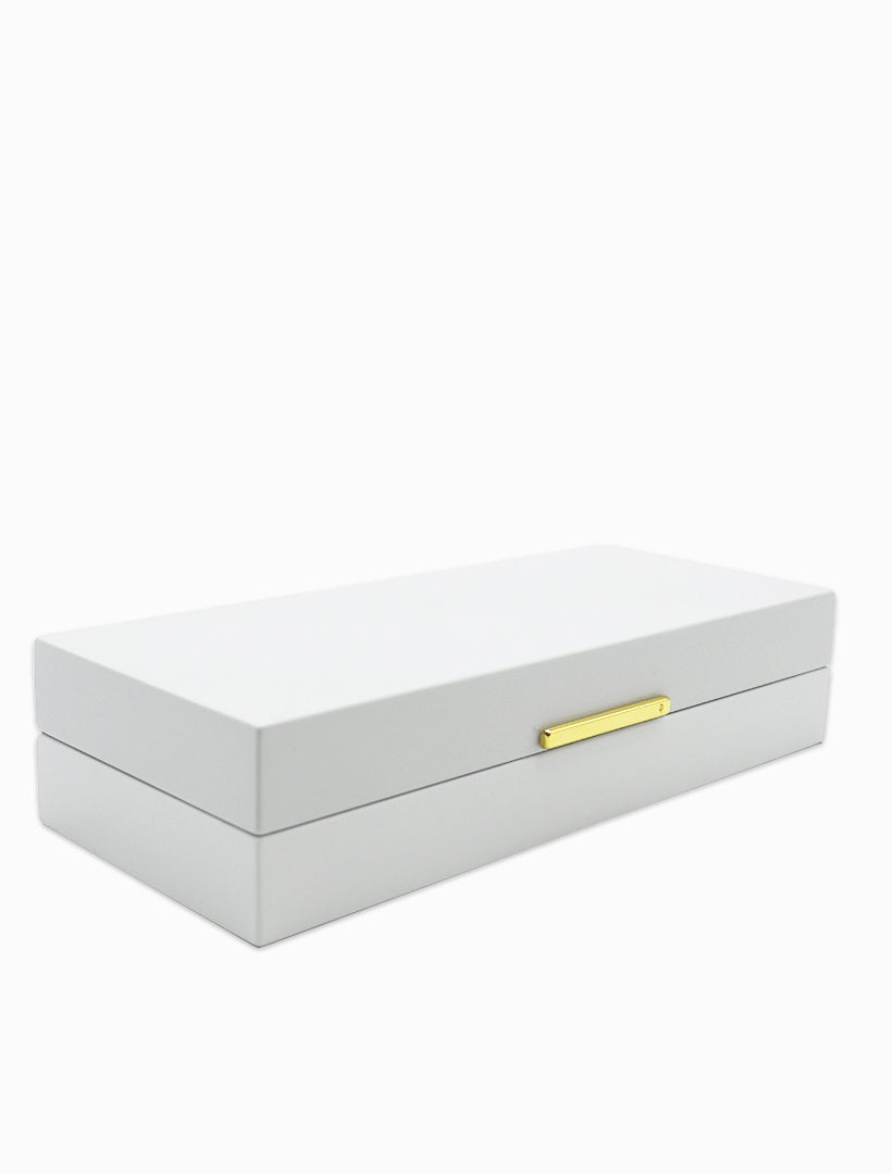 Long Lacquered Jewellery Box White