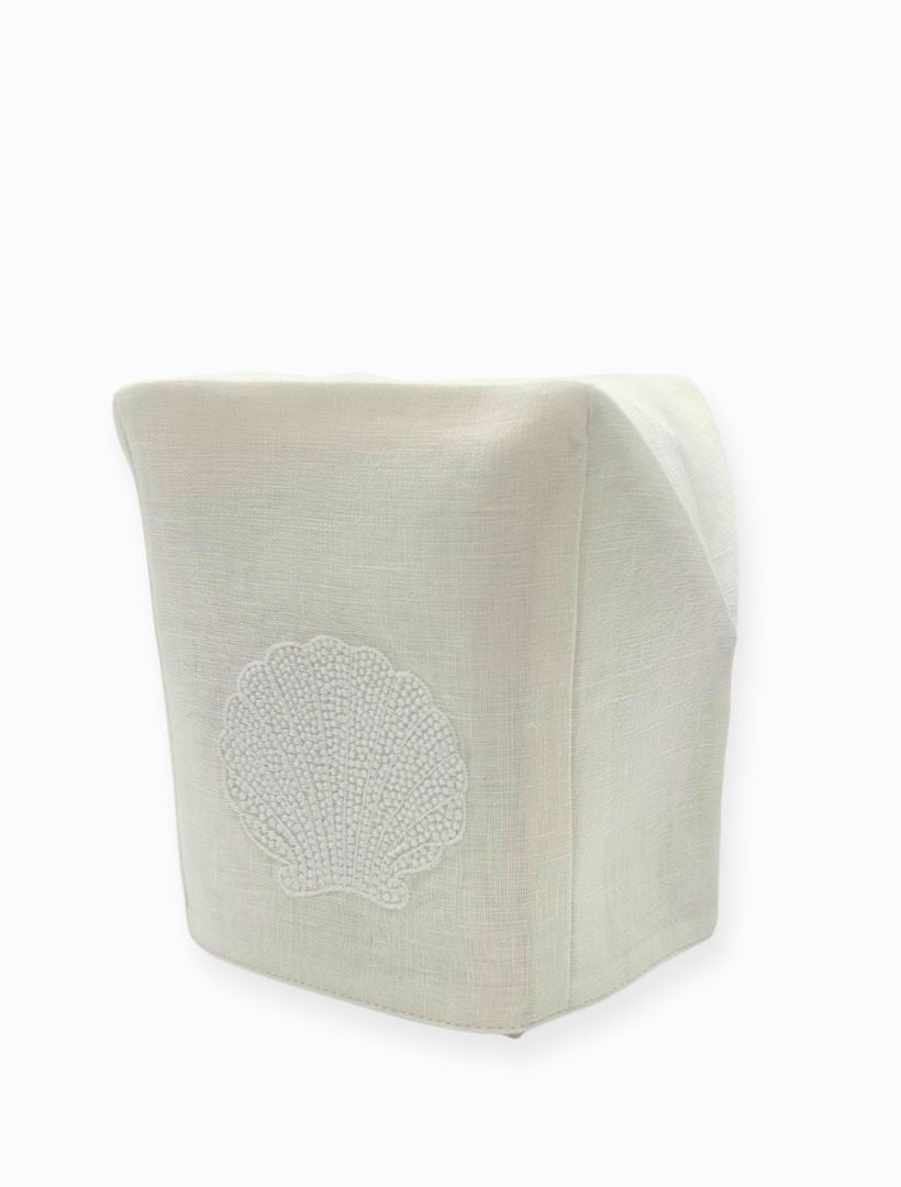 White Linen Embroidered Tissue Box Cover Small - Zjoosh