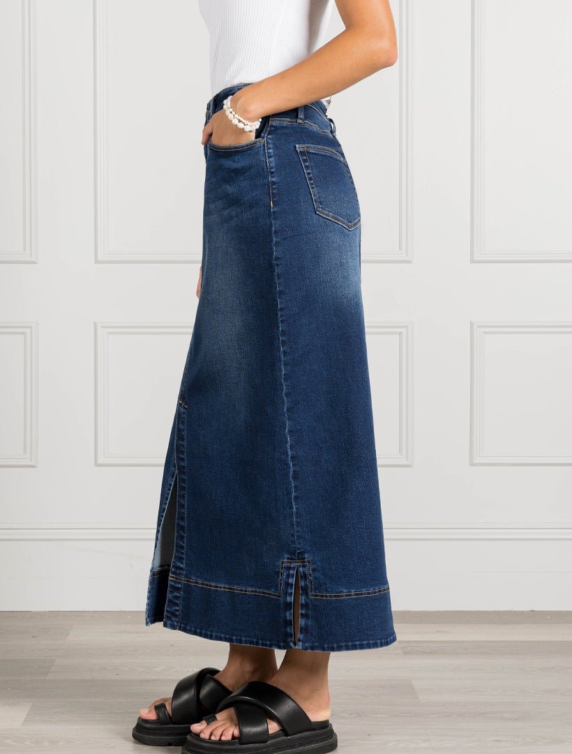 Whitney Washed Denim Skirt Indigo - Zjoosh