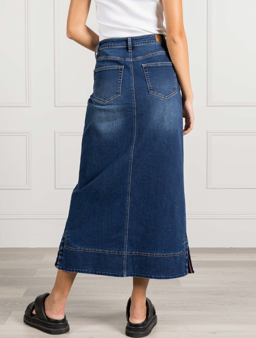 Whitney Washed Denim Skirt Indigo - Zjoosh