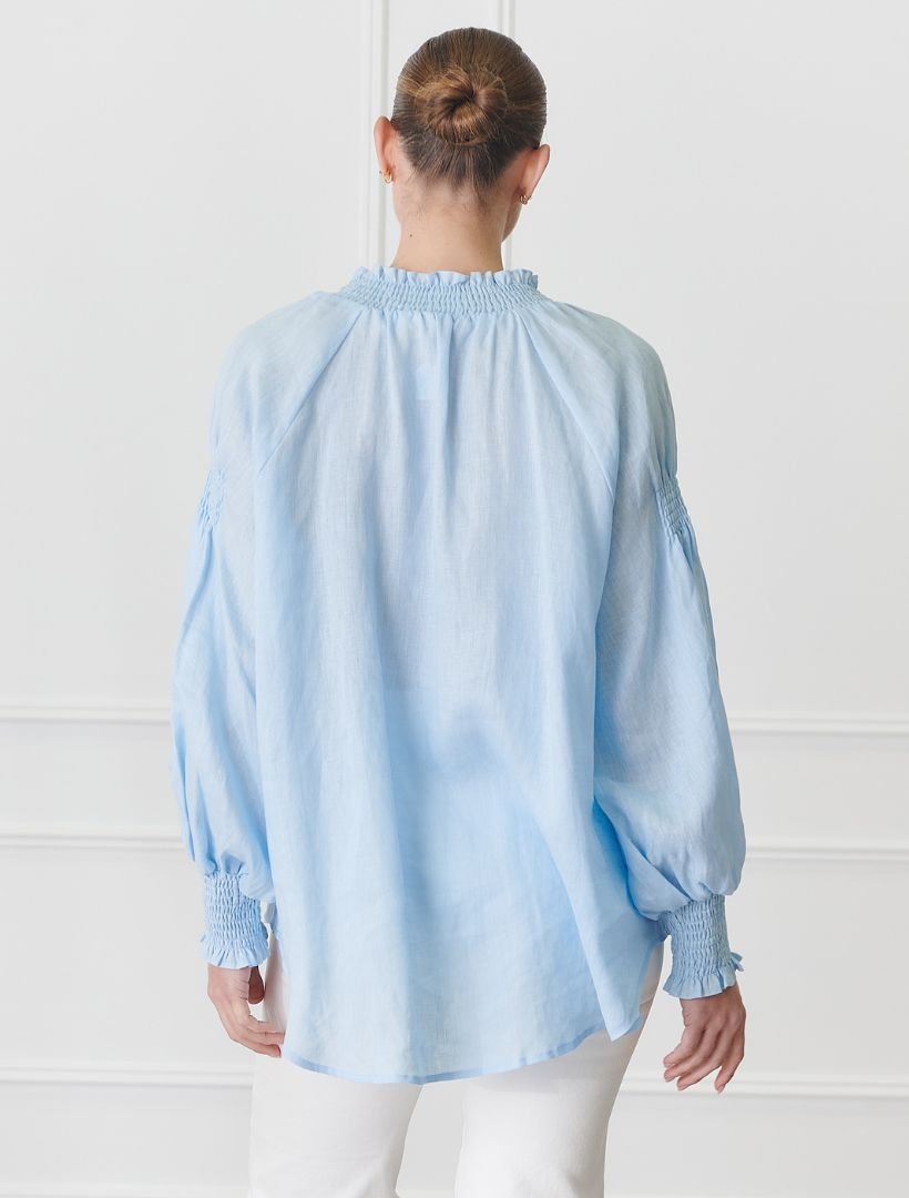 Willow Linen Top Blue - Zjoosh