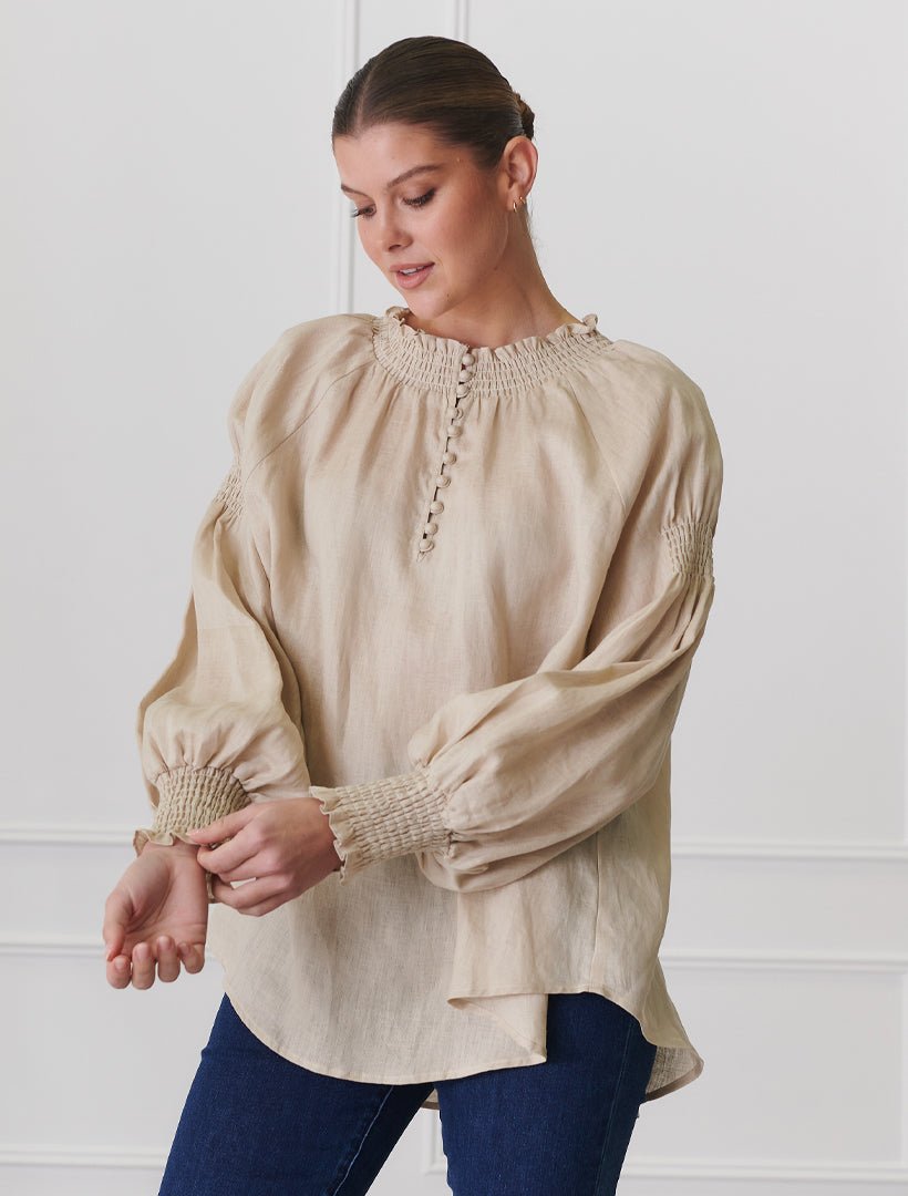 Willow Linen Top Sand - Zjoosh