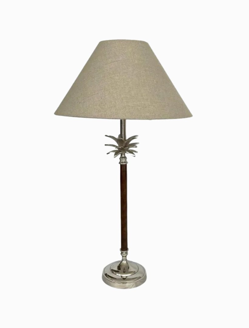 Wood Palm Lamp With Linen Shade - Zjoosh