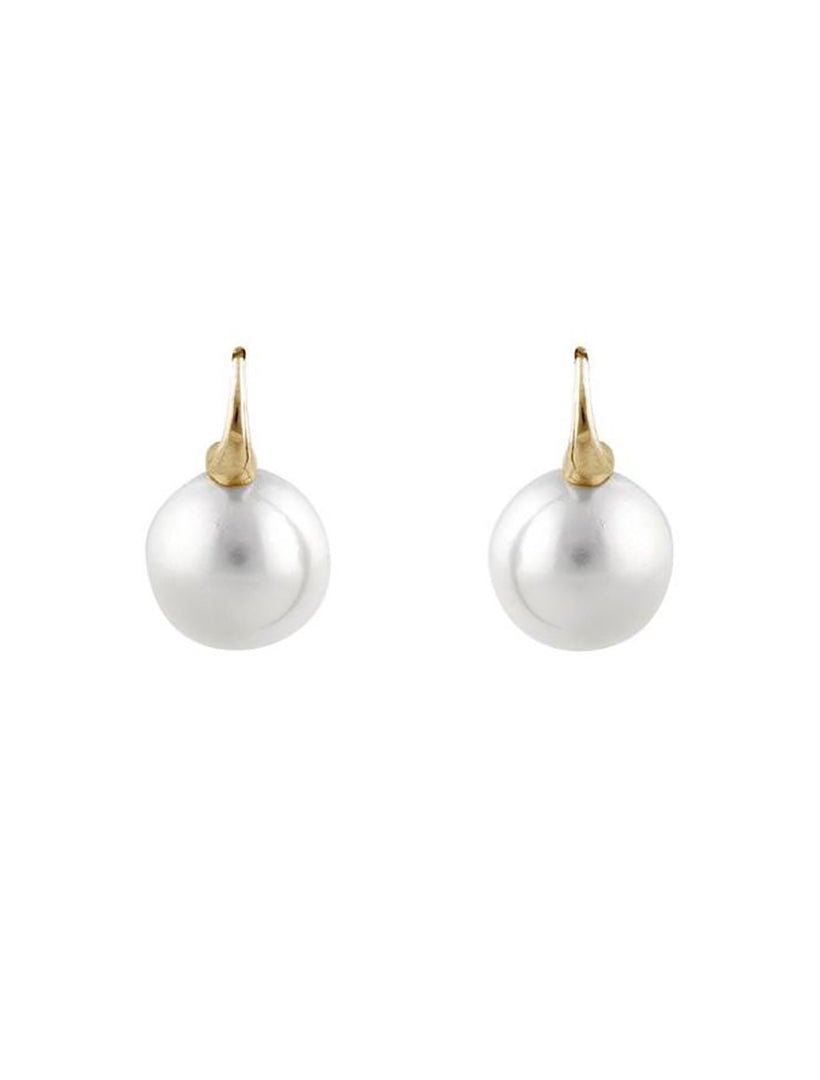 12Mm Round White Pearl On Hook Gold - Zjoosh