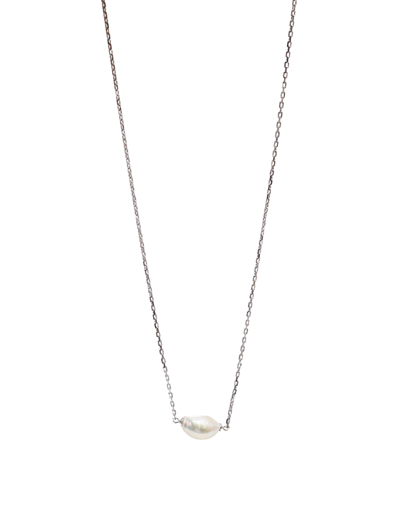Lucienne Freshwater Pearl on Chain Rhodium