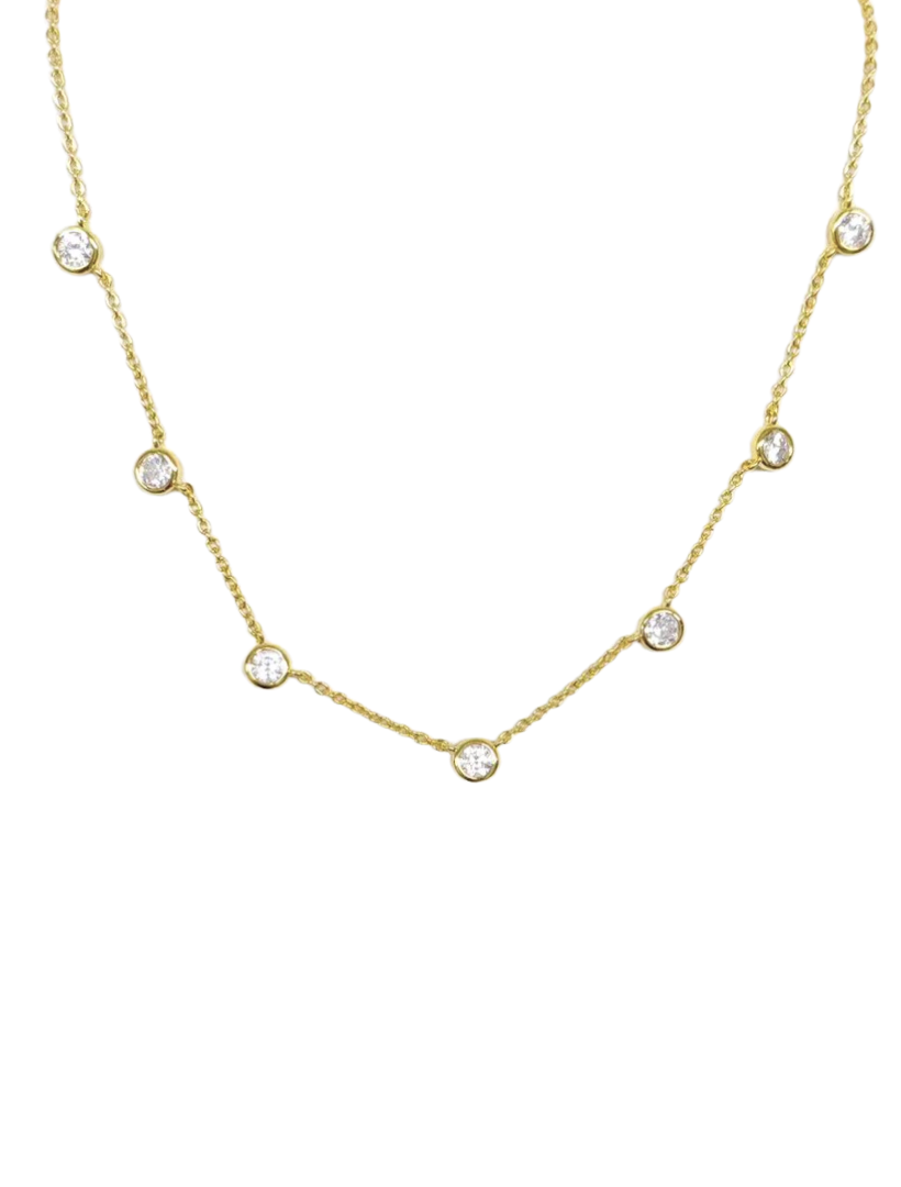 Lucienne Cubic Zirconia Spaced Necklace Gold