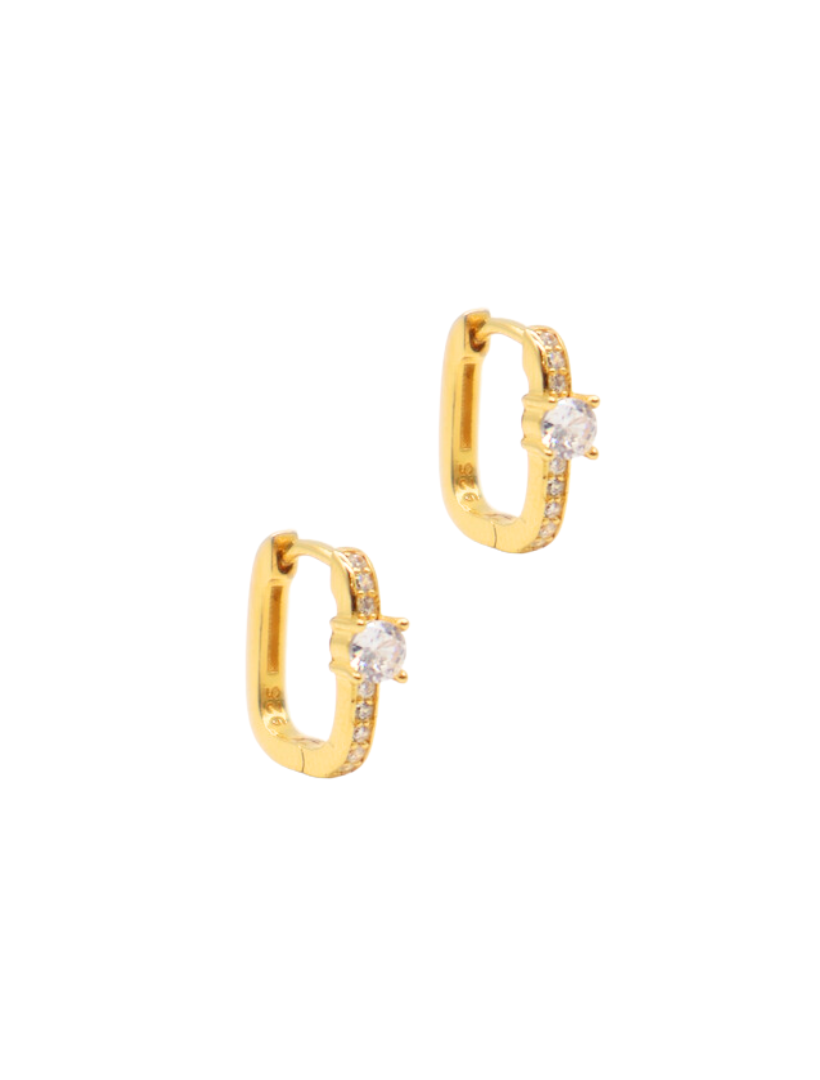 Lucienne Oblong Cubic Zirconia Hoops Gold
