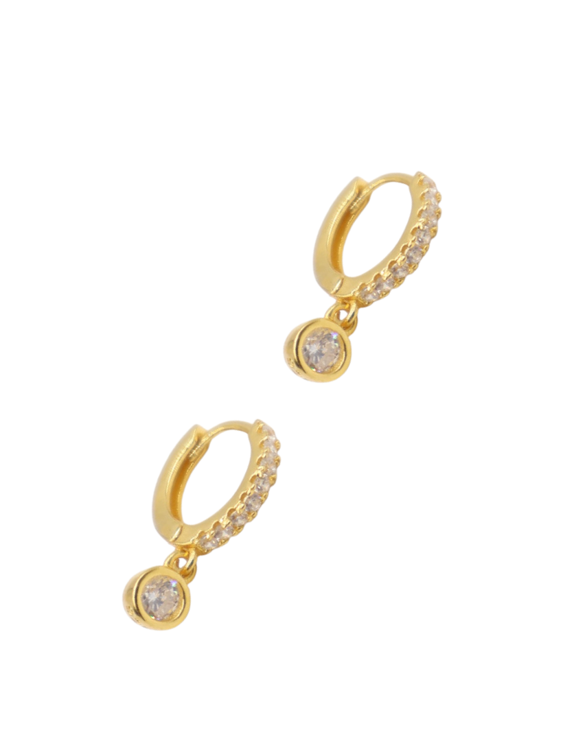 Lucienne Small Drop Cubic Zirconia Hoops Gold