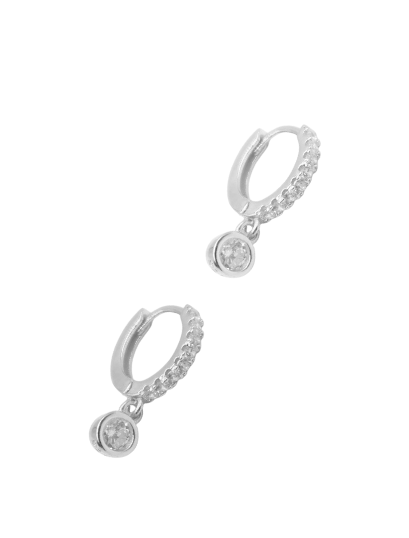 Lucienne Small Drop Cubic Zirconia Hoops Rhodium