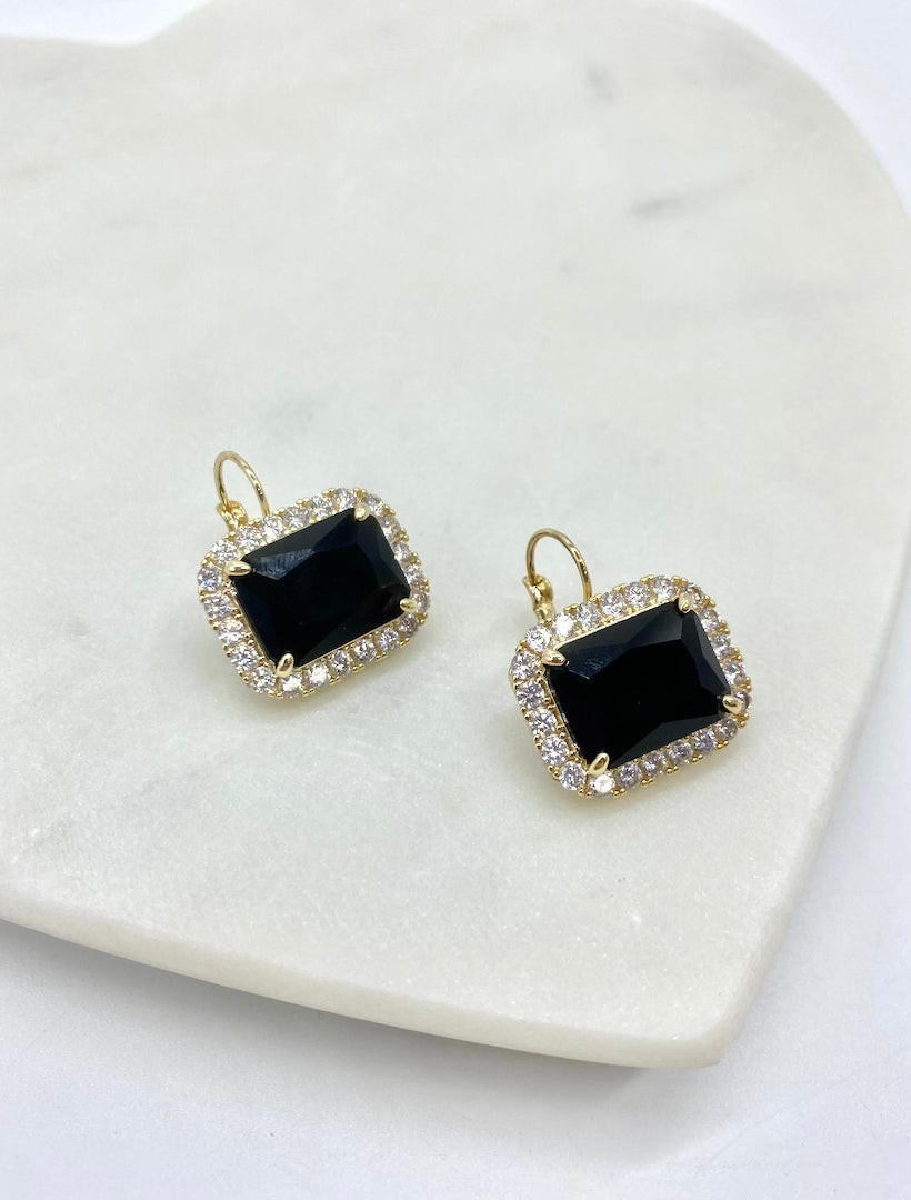 Black Crystal and CZ French Hooks