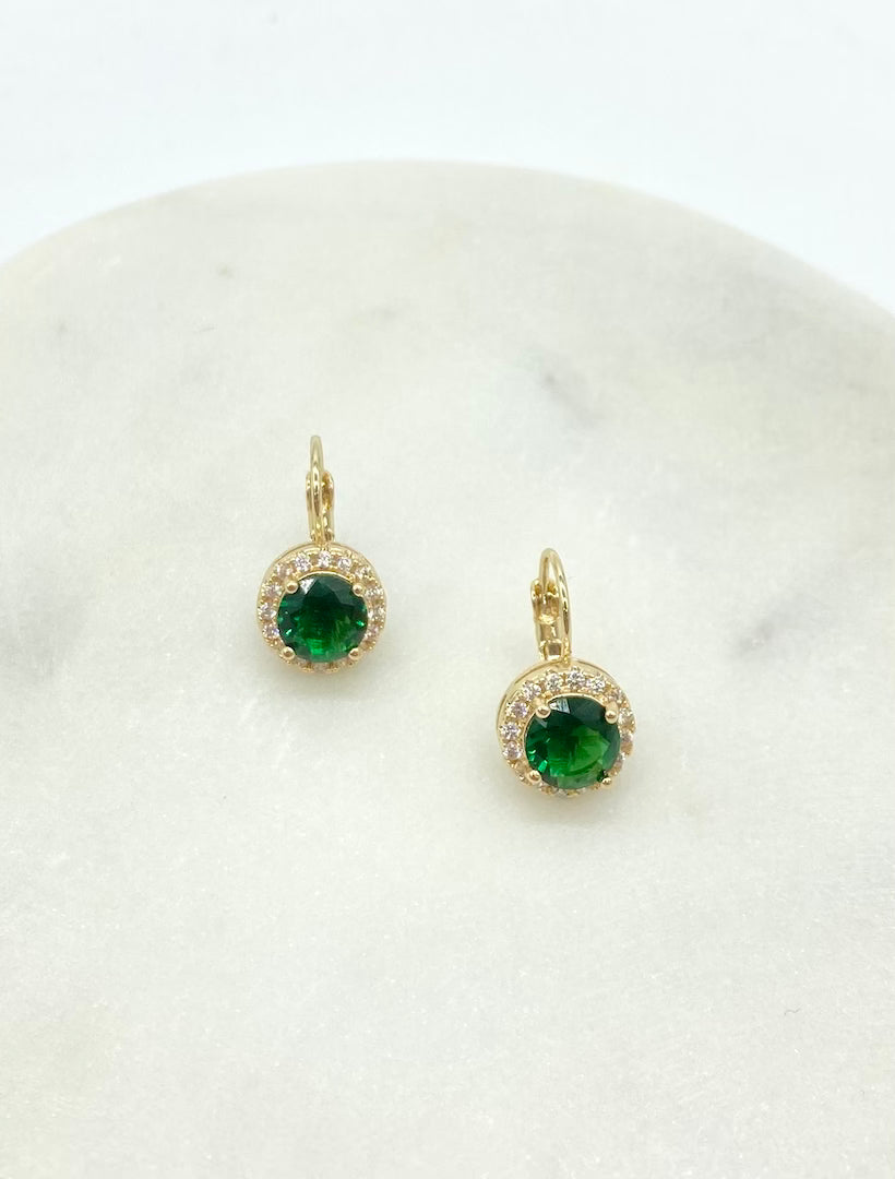 Emerald and CZ French Hooks
