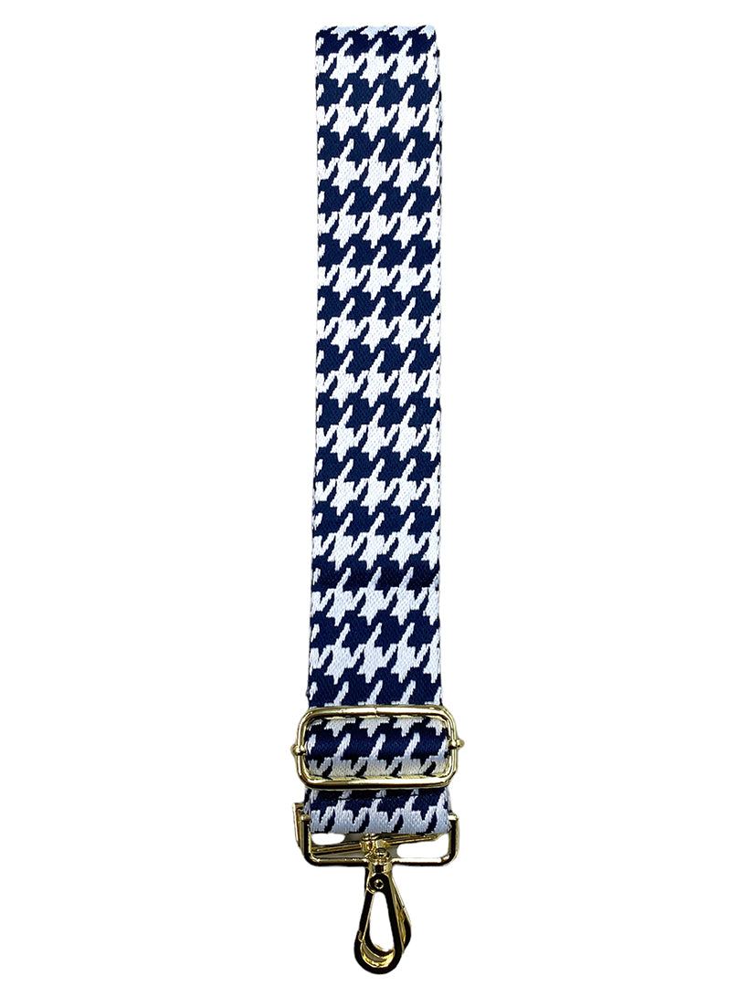 Webbing Bag Strap Houndstooth Navy White