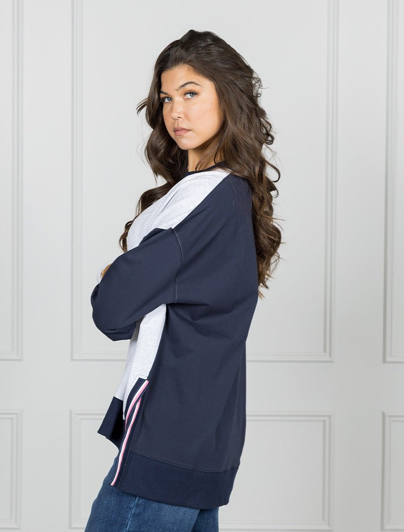 Claudia Sweatshirt Navy Grey - Zjoosh