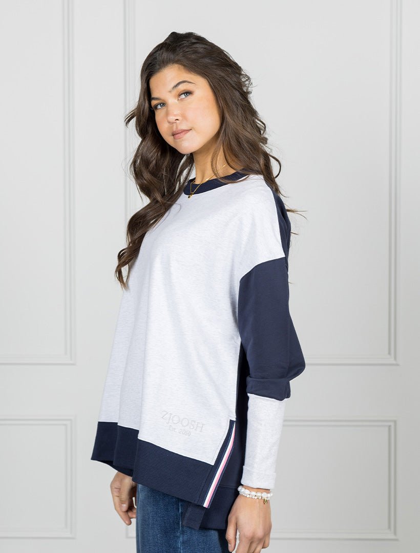 Claudia Sweatshirt Navy Grey - Zjoosh