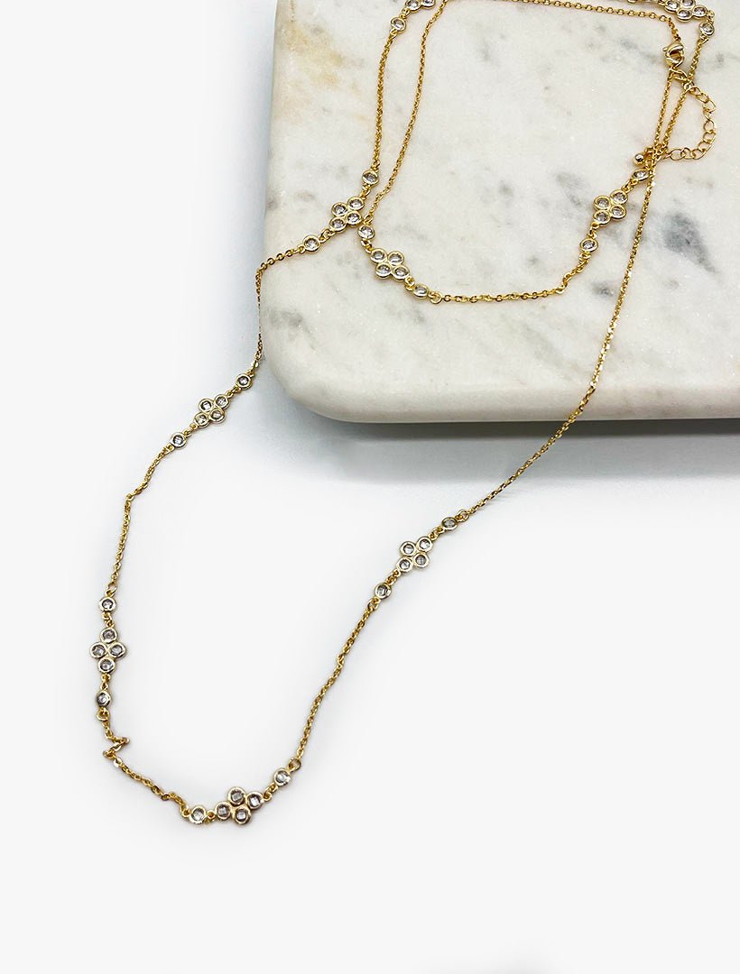 Crystal Chain Necklace Long Gold - Zjoosh
