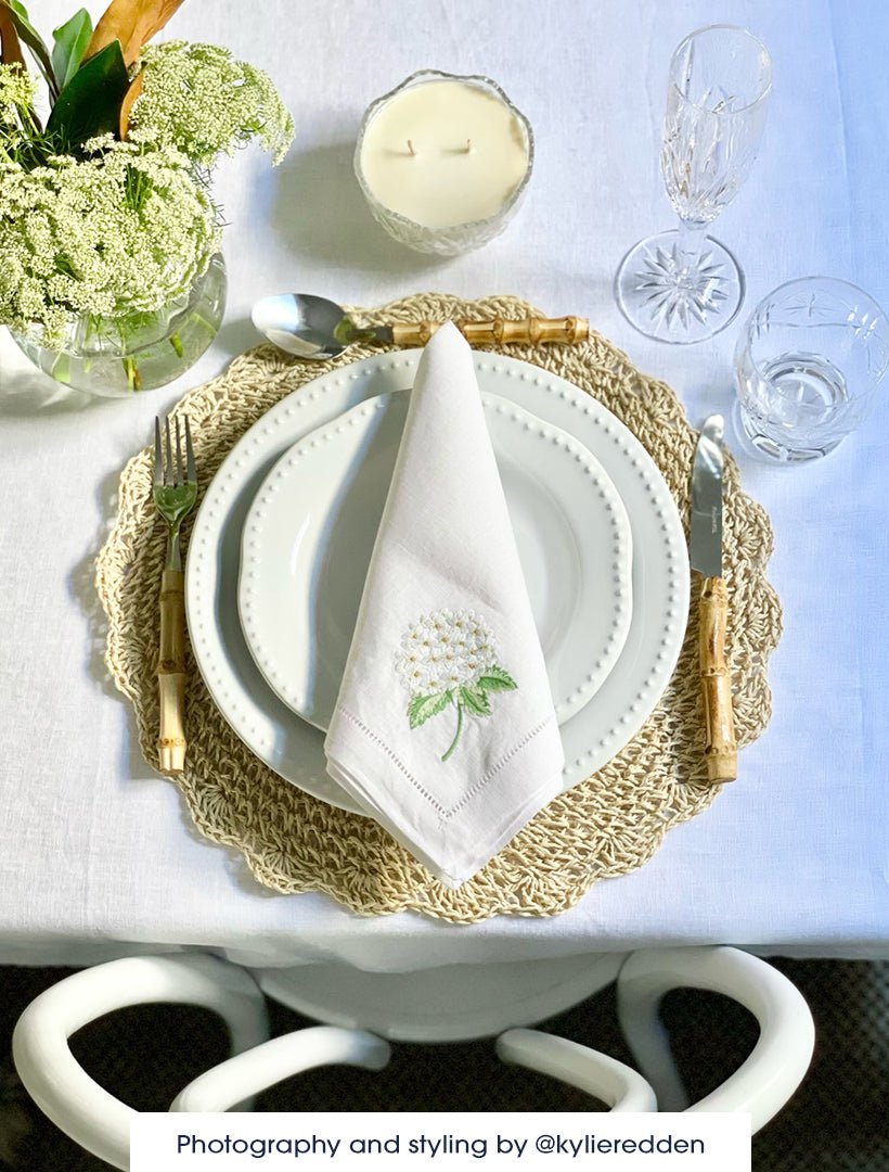 Embroidered Napkin 4 Pcs Set Blue Hydrangea - Zjoosh