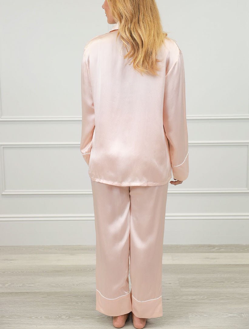 Gabriella Long Sleeve Silk Pyjamas Pink - Zjoosh