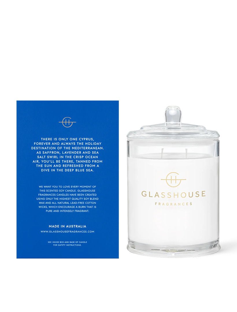 Glasshouse Fragrance Diving Into Cyprus Candle 380G - Zjoosh