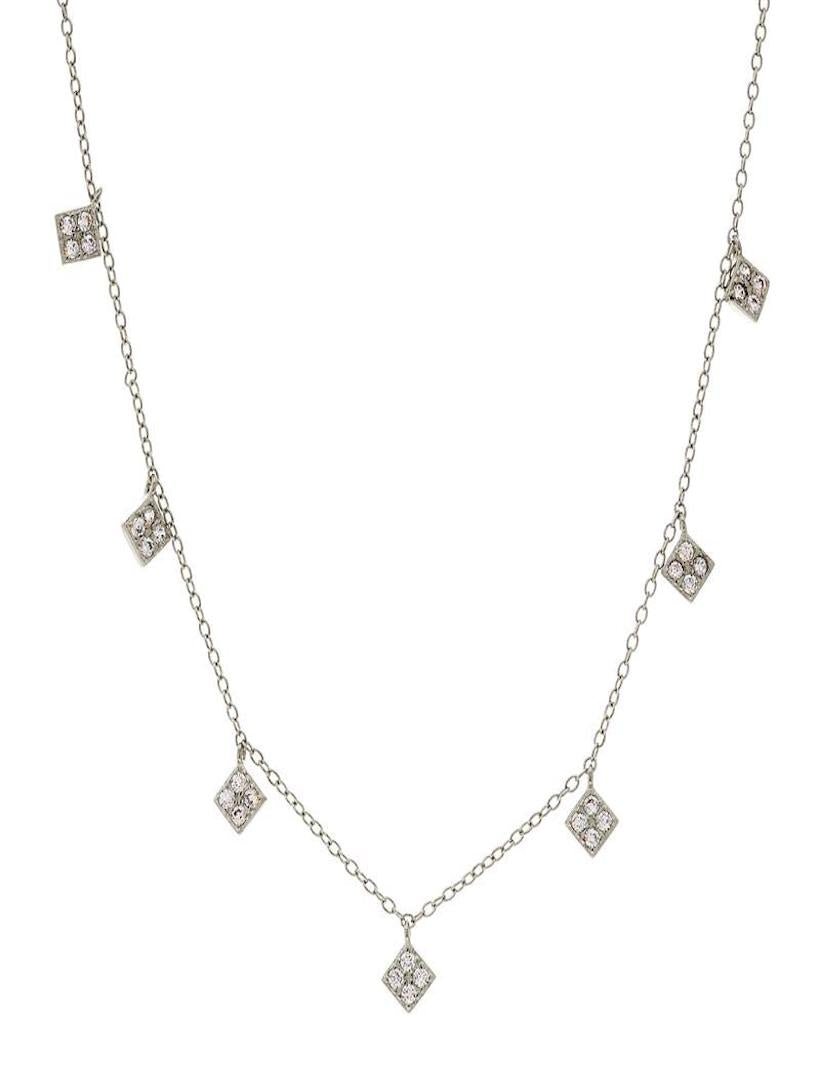 Hanging Diamonds Necklace RHODIUM - Zjoosh