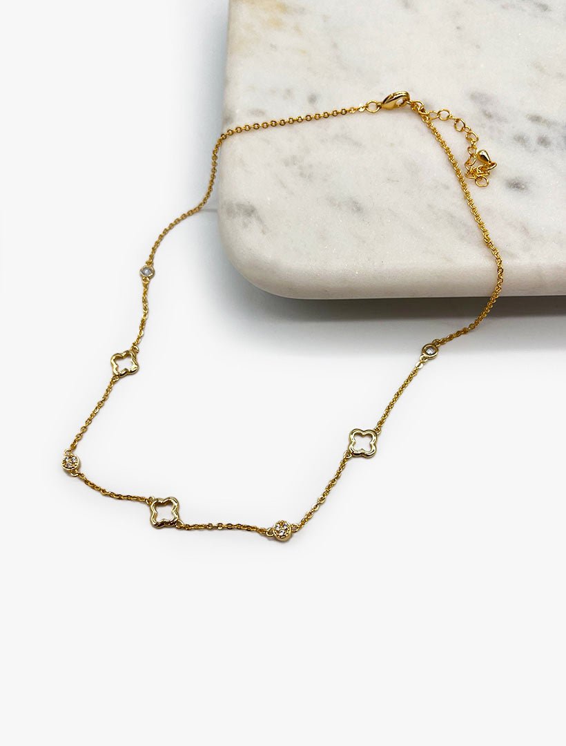 Hollow Clover Necklace Short Gold - Zjoosh