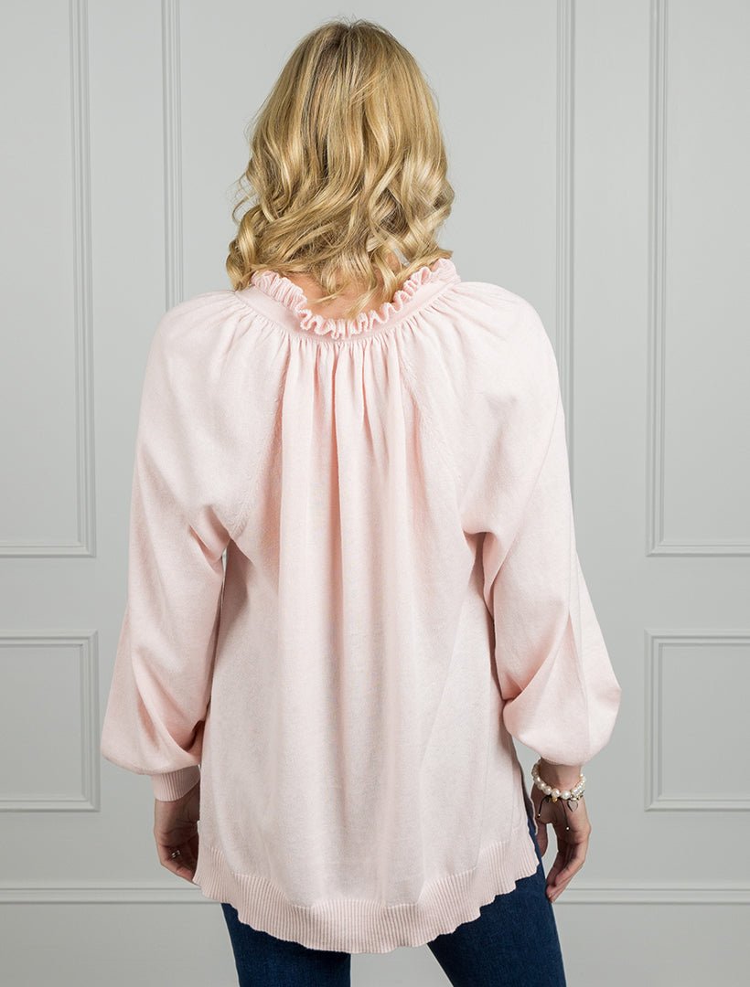 Katie Ruffle Neck Knit Light Pink - Zjoosh