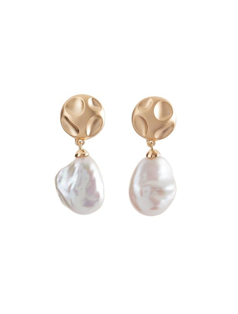 Khloe Keshi Pearl Earrings Gold - Zjoosh