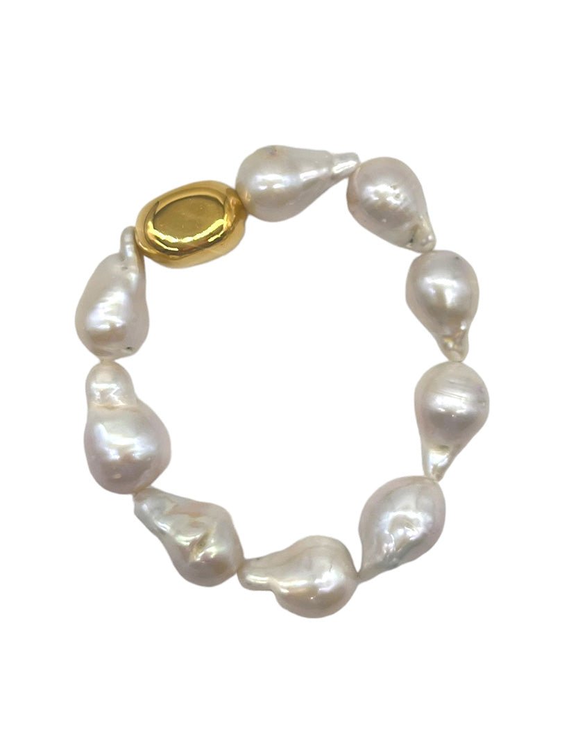 Large Baroque Pearl Bean Bracelet - Zjoosh