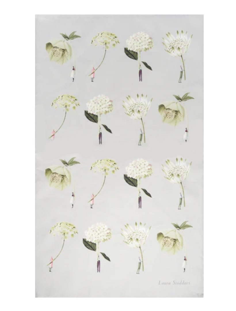 Laura Stoddart Giftware In Bloom Tea Towel Green Flowers - Zjoosh