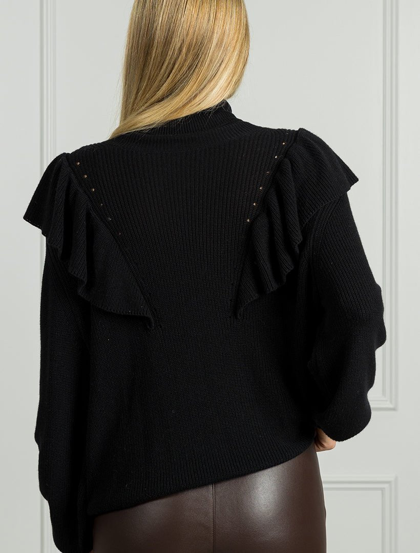 Lori Frilled Sweater Black FINAL SALE - Zjoosh