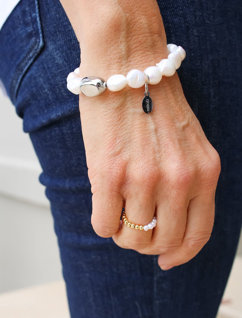 Pearl Bracelet Silver Bean Zjoosh