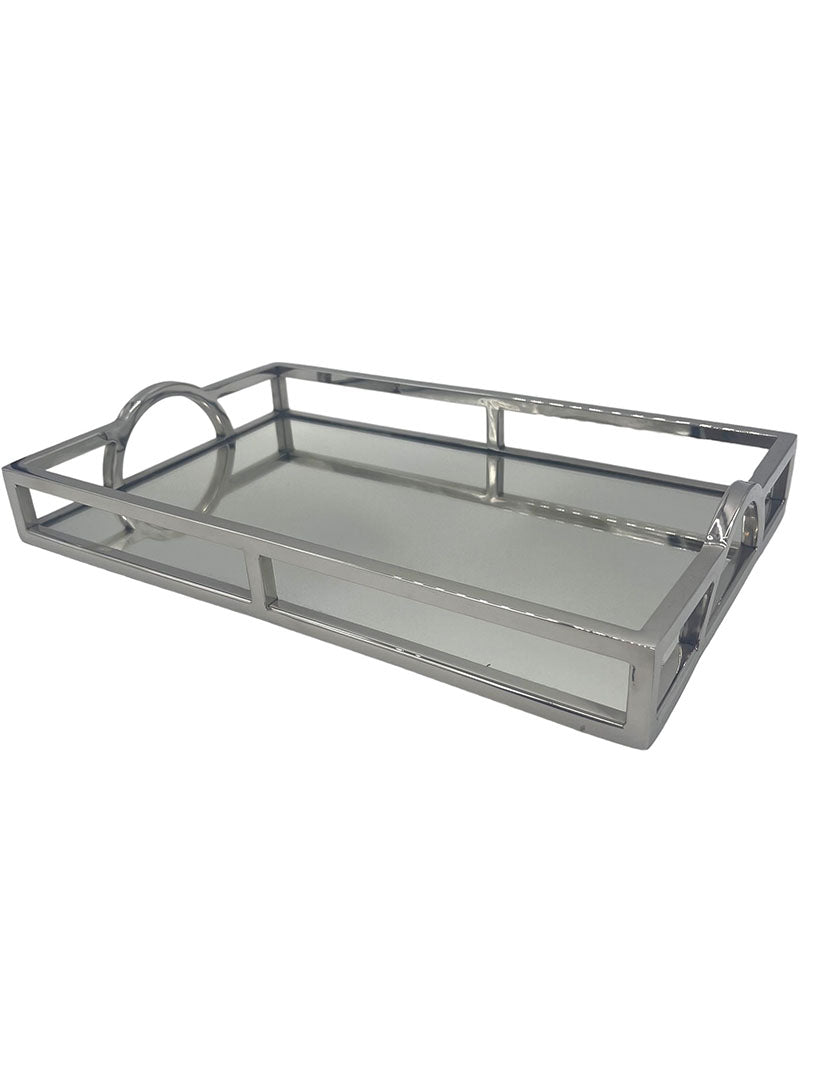 Rectangle Arch Handle Tray 41cm Silver Small - Zjoosh