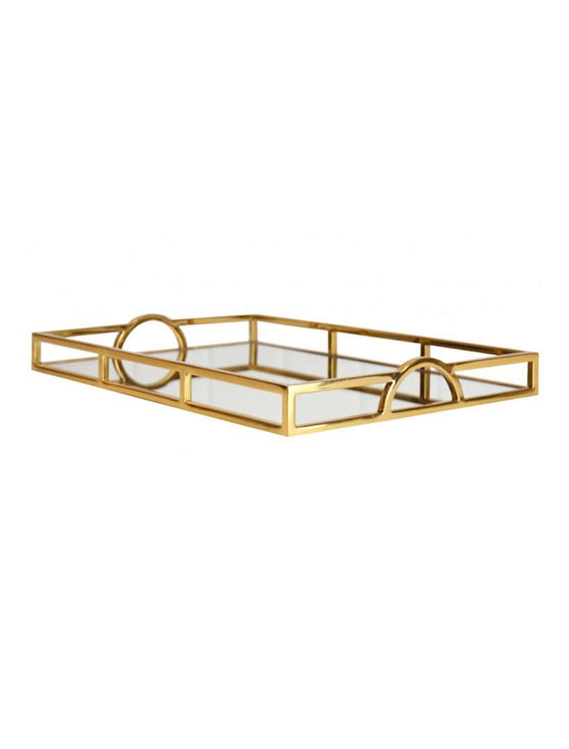 Rectangle Arch Handle Tray Gold Small - Zjoosh