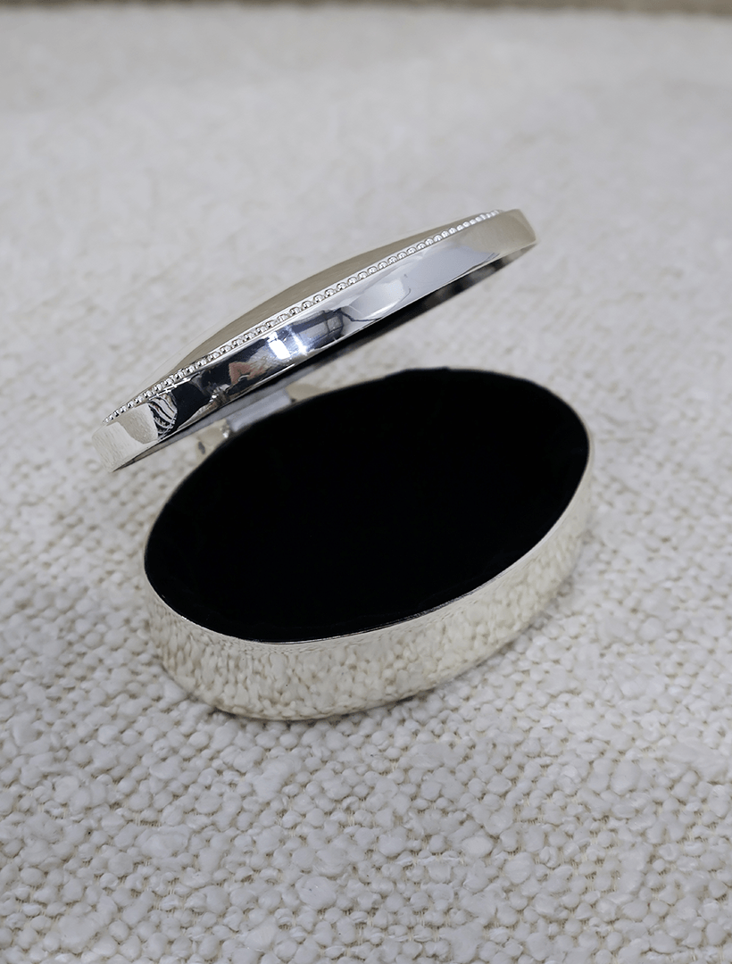 Silver Plated Oval Beaded Box - Zjoosh